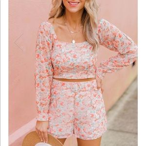 Pink Lily Square Neck Floral Set
